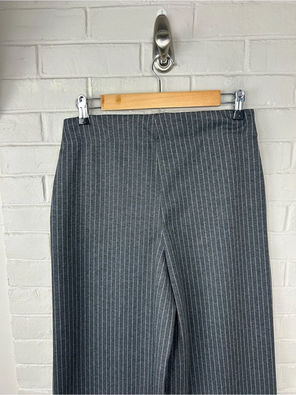 Jules & Leopold Pinstripe Stretch Knit Cropped Wide Leg Trouser Pants Size S